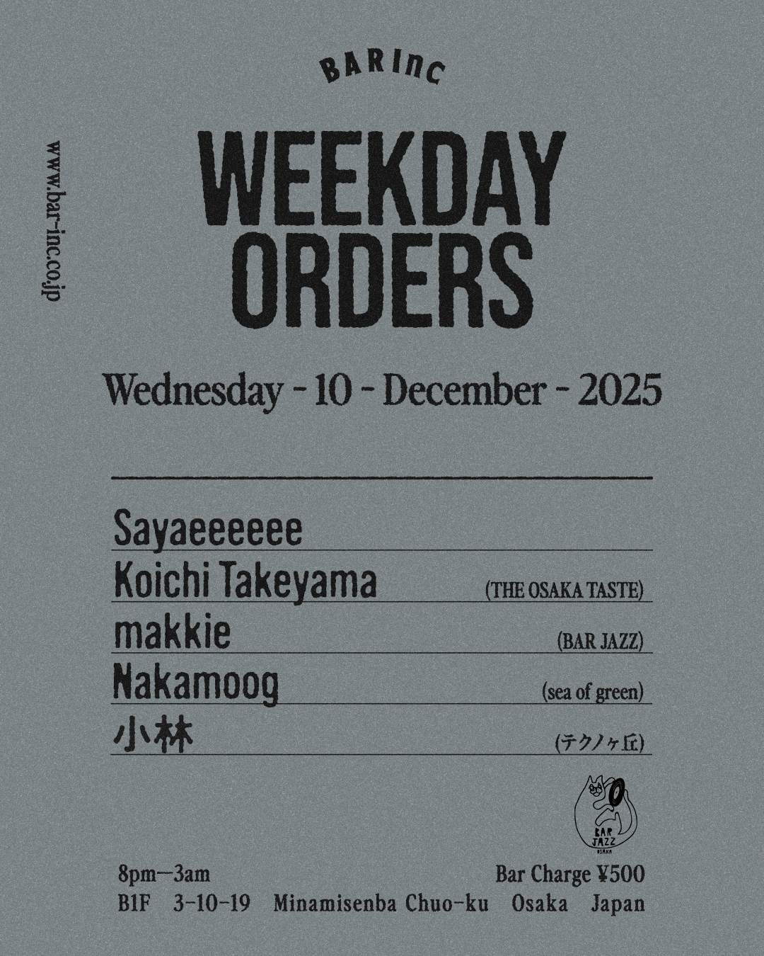 WEEKDAY ORDERS at BAR Inc, Osaka