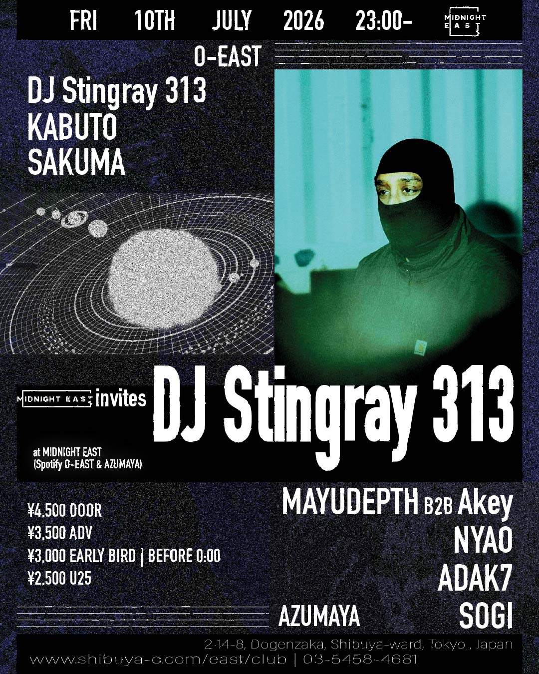 MIDNIGHT EAST invites DJ Stingray 313 at MIDNIGHT EAST, Tokyo