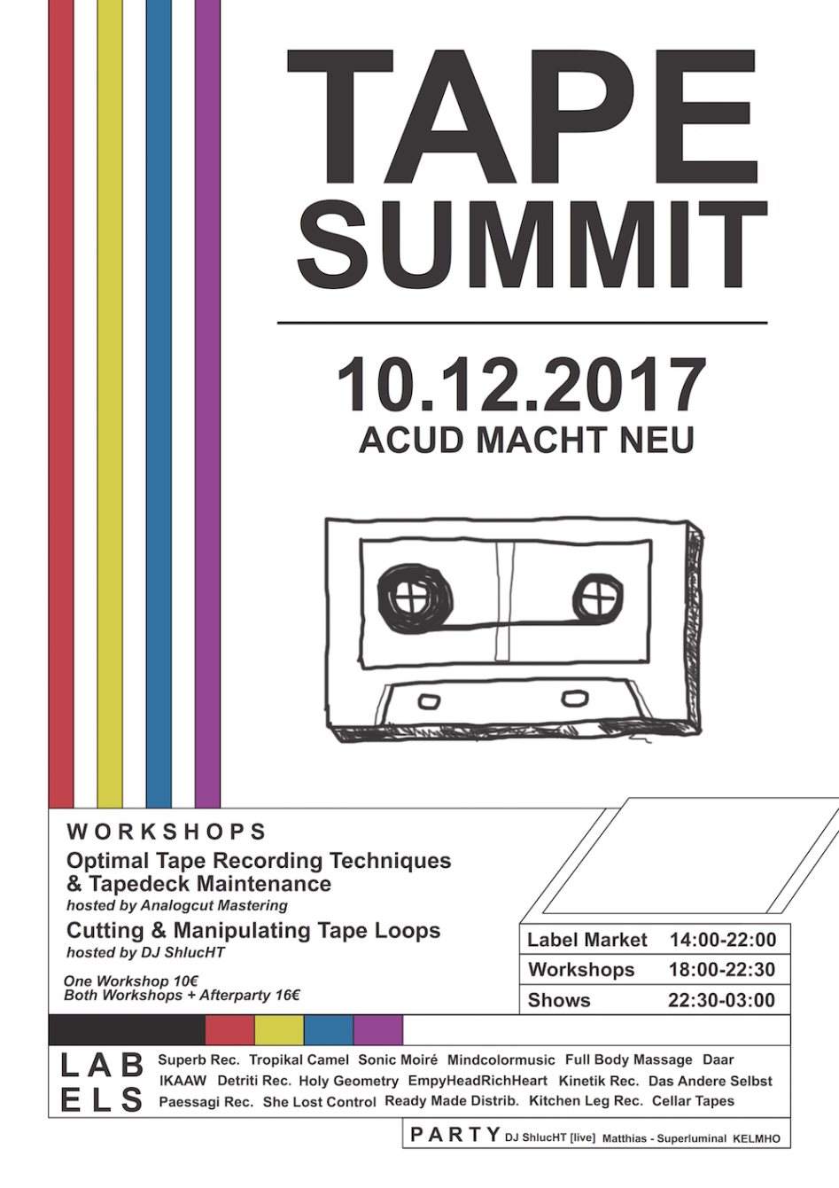 Tape Summit: Cassette Label Market & Workshops em Acud Macht NEU, Berlin