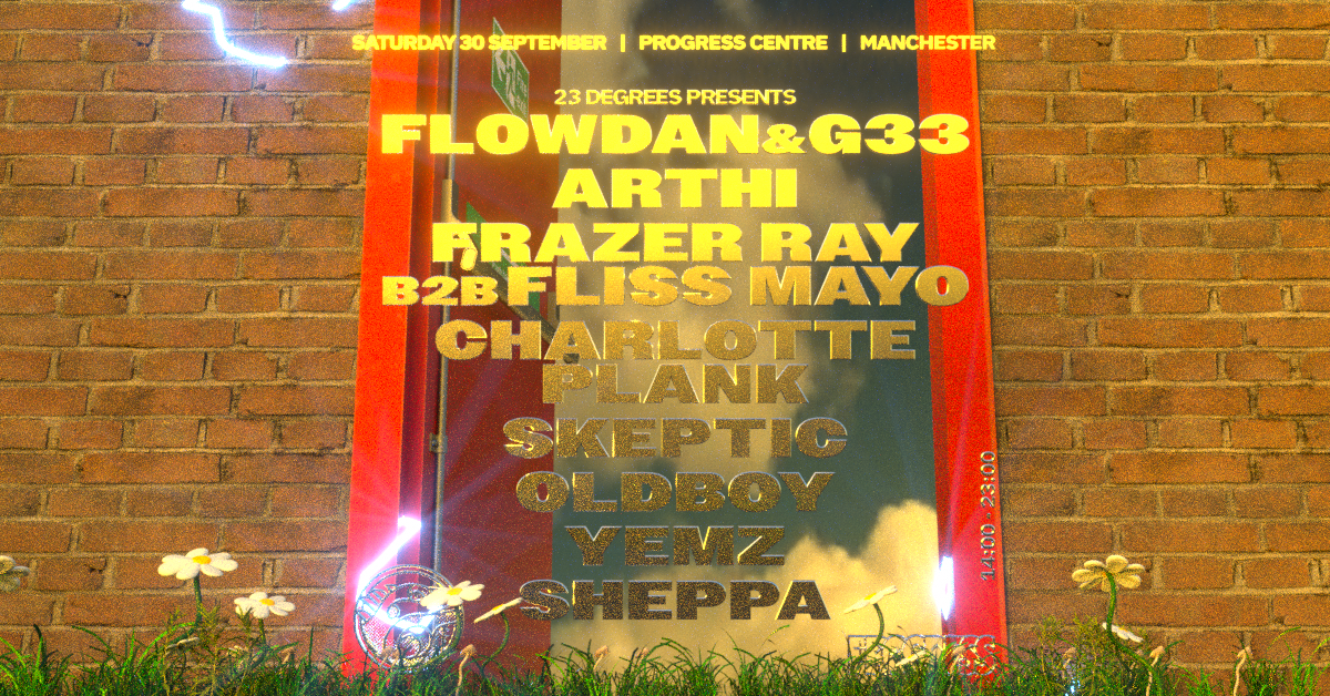 23 Degrees Day Party: Flowdan & G33, Arthi, Frazer Ray b2b Fliss Mayo, Charlotte Plank - フライヤー表