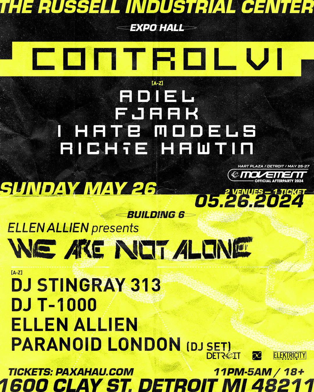 Control VI & We Are Not Alone - Official Movement Afterparty - フライヤー表