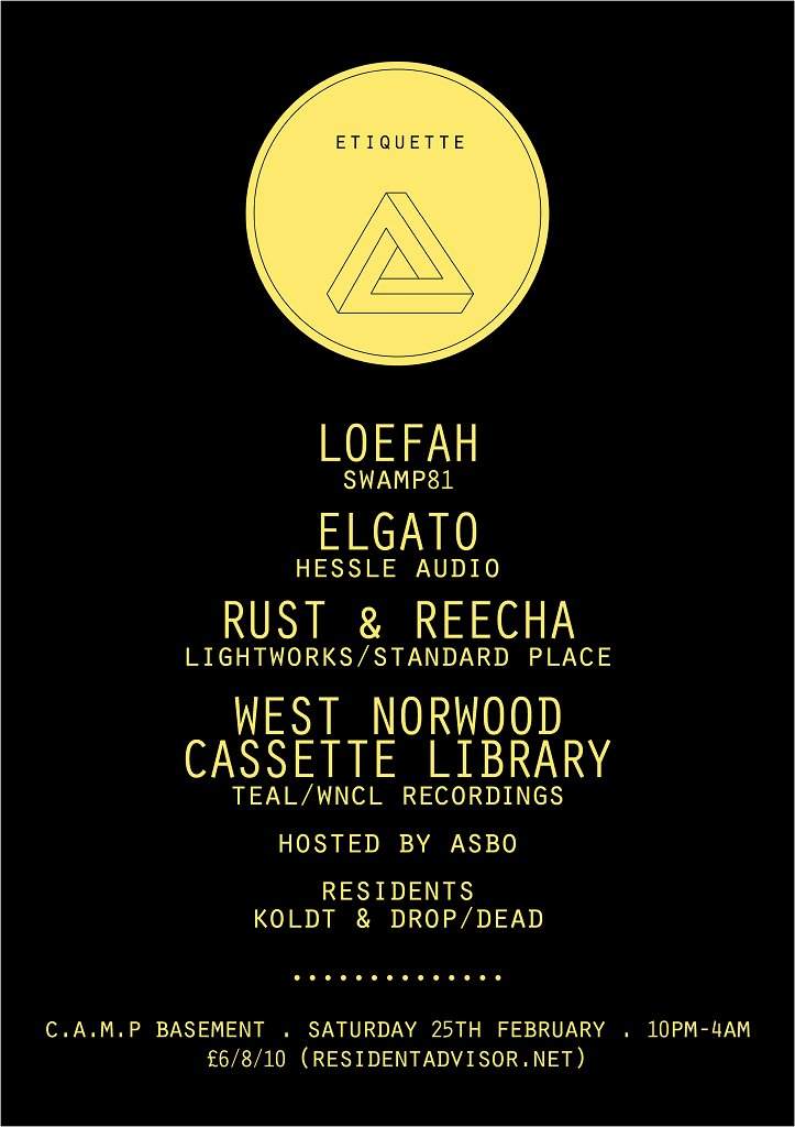 Etiquette #1 Loefah, Elgato, W.N.C.L and Jon Rust & Reecha - Página frontal