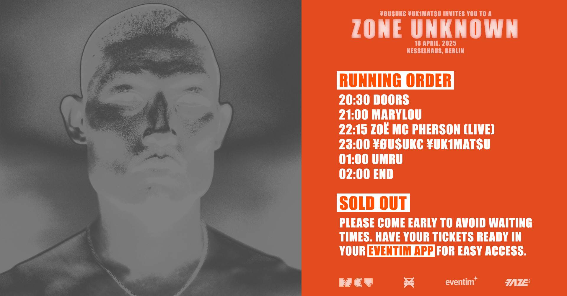 Onoue Yousukeページ ØU$UK€ ¥UK1MAT$U invites you to a Zone Unknown - SOLD OUT at