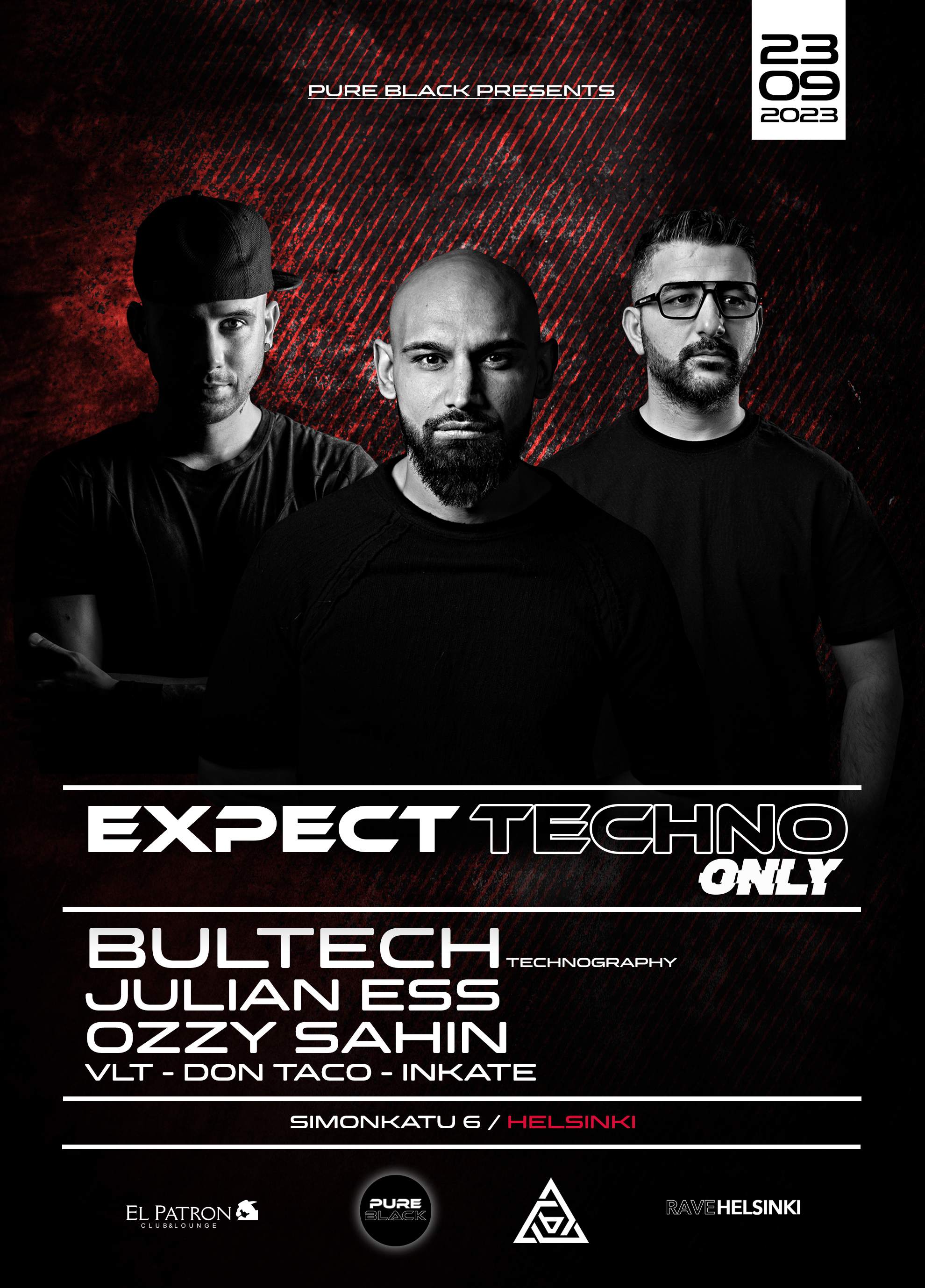 Expect Techno Only// Bultech, Julian Ess, Ozzy Sahin - フライヤー裏