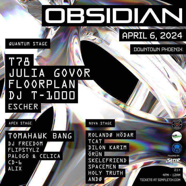 Techno Snobs x Sub Terra x Walter Productions present: Obsidian 2024 - フライヤー表