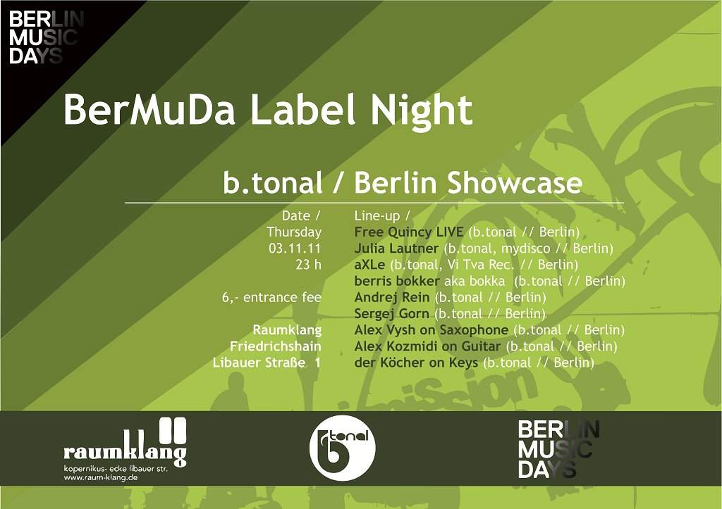 Bermuda Label Night - B.Tonal Showcase - フライヤー表