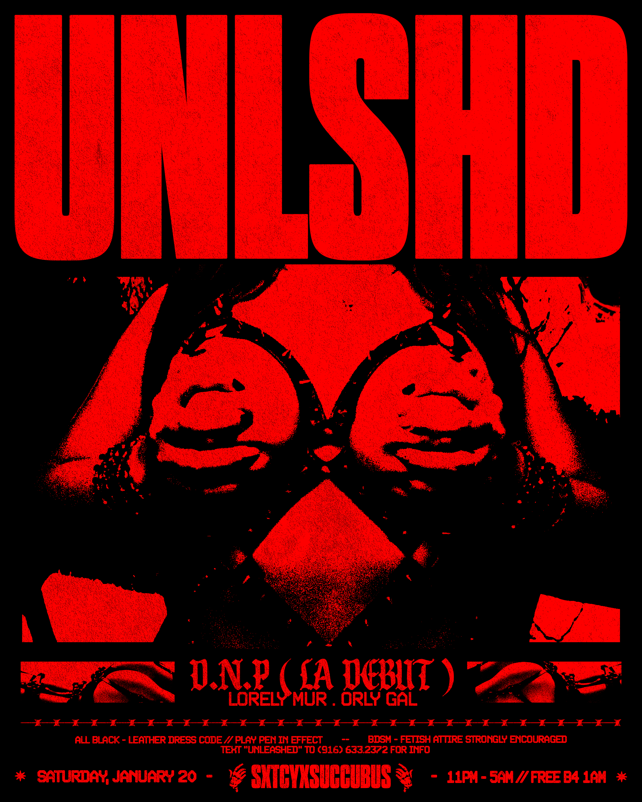 SXTCY x Succubus present: UNLSHD feat. D.N.P (LA DEBUT), Lorely Mur, & Orly Gal - フライヤー表
