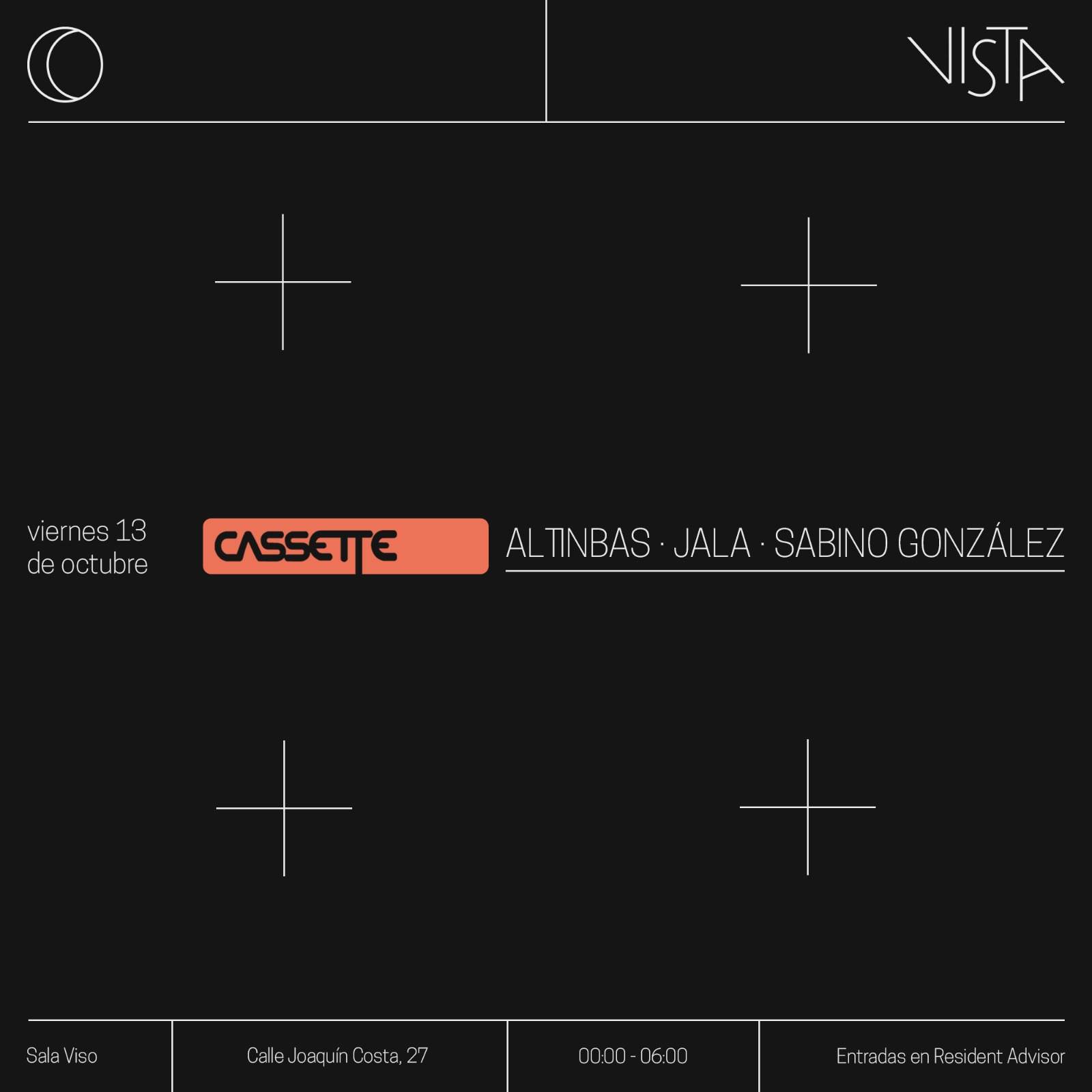 VISTA meets CASSETTE: Altinbas + JALA + Sabino González - フライヤー表