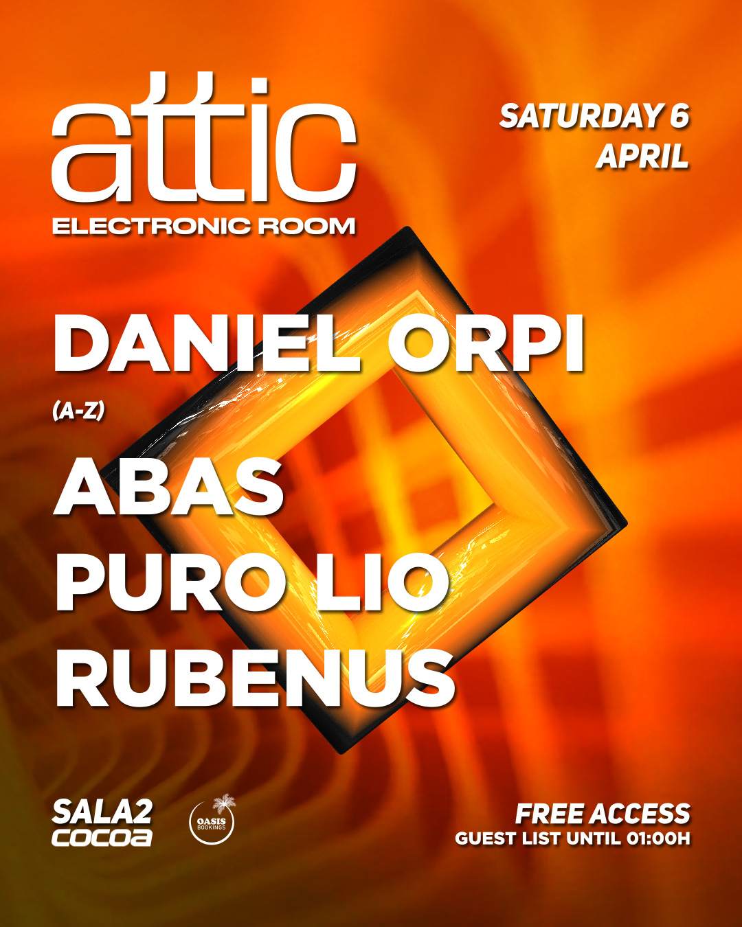 (FREE TICKETS) ATTIC with Daniel Orpi at Cocoa Mataró  - フライヤー表