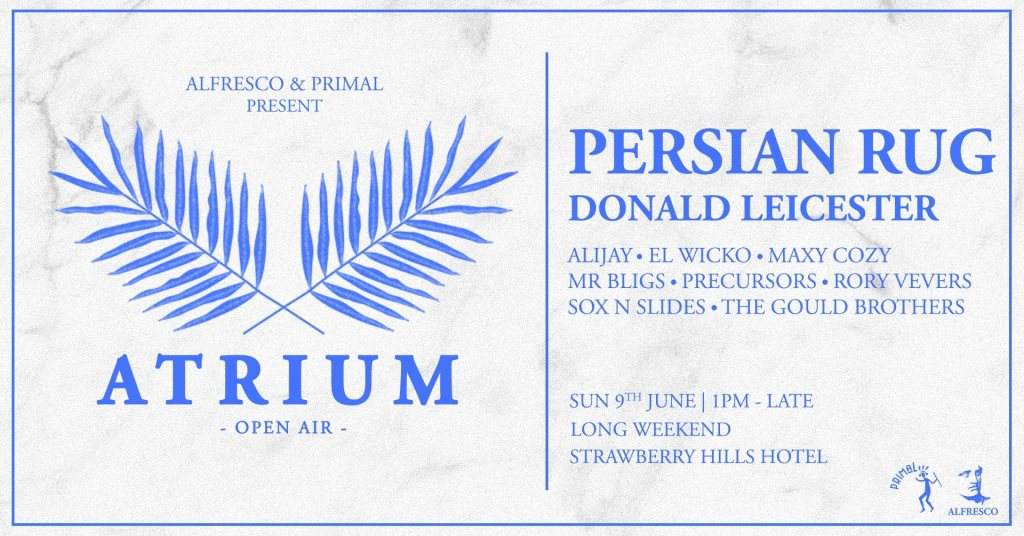 Atrium Open-Air • Ft. Persian Rug, Donald Leicester - Página frontal