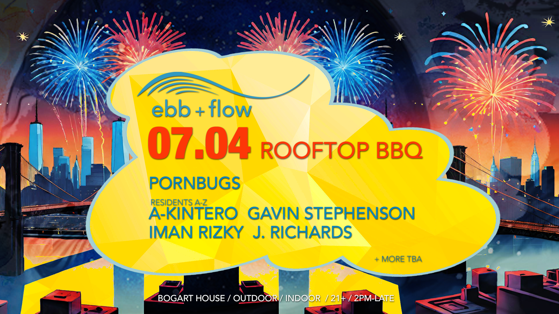 ebb + flow 4th of July Rooftop Party - フライヤー表