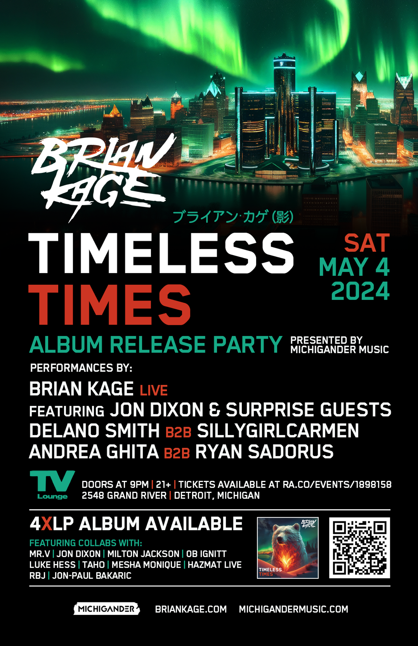 Michigander presents Brian Kage's Timeless Times Album Release Party - フライヤー表