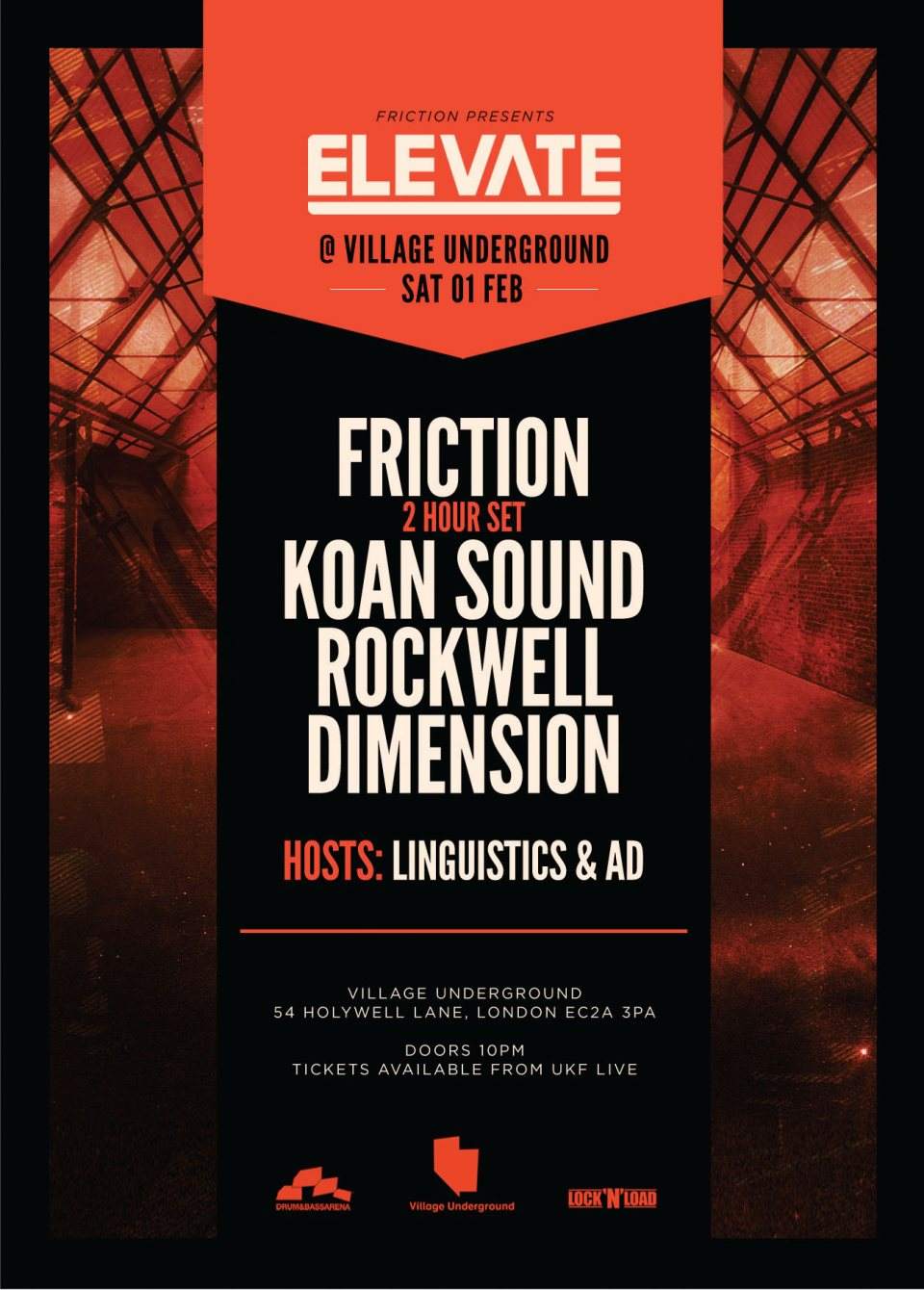 Friction presents Elevate with Koan Sound, Rockwell & Dimension - Página trasera