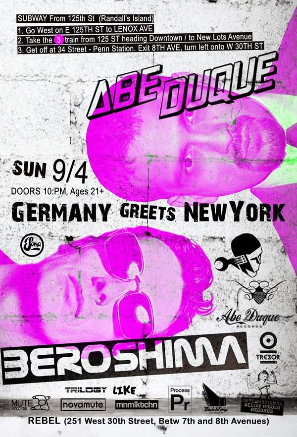 Germany Greets New York (The Unofficial Electric Zoo Techno After Party) - フライヤー表