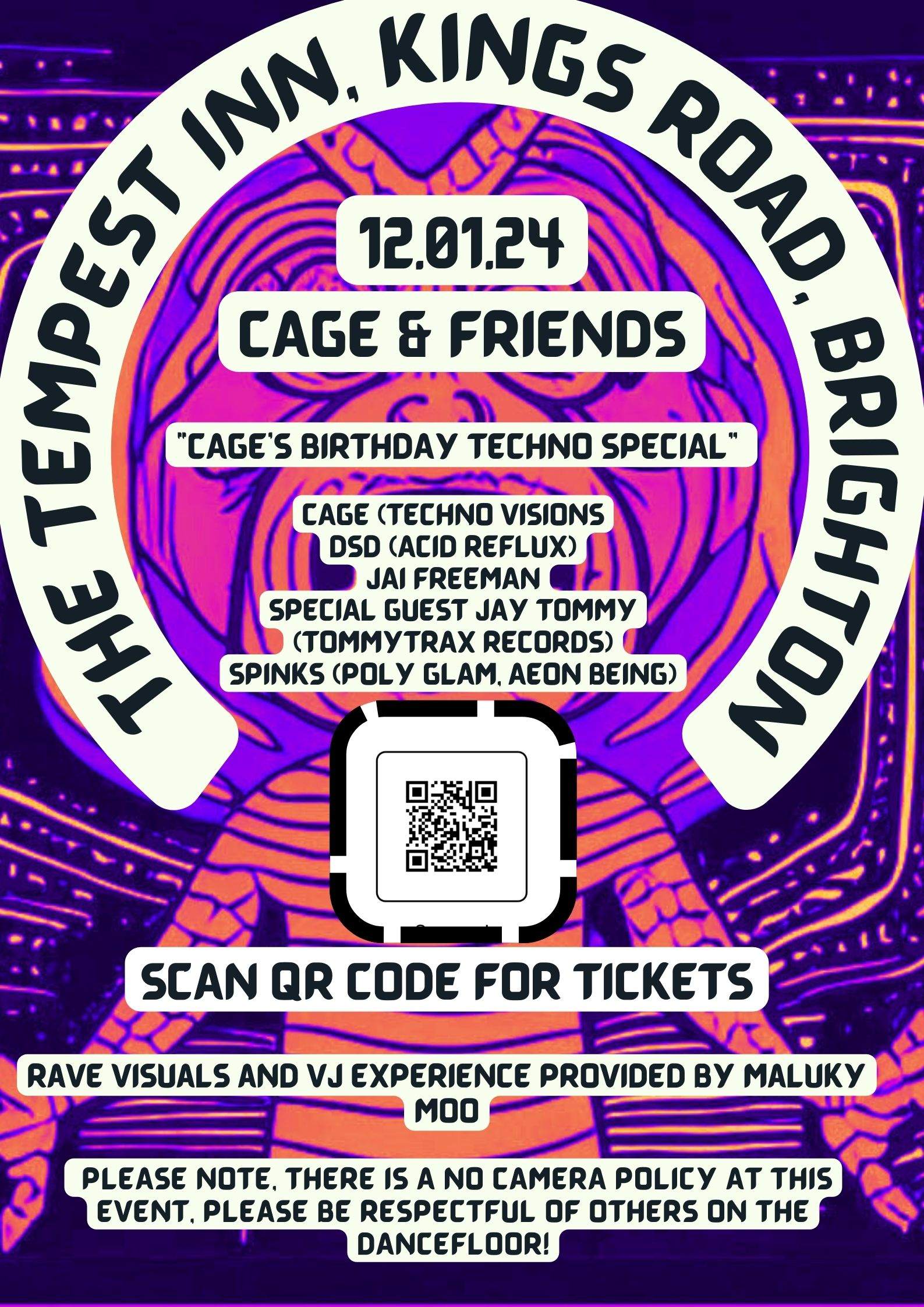 Cage & Friends Techno party - フライヤー表