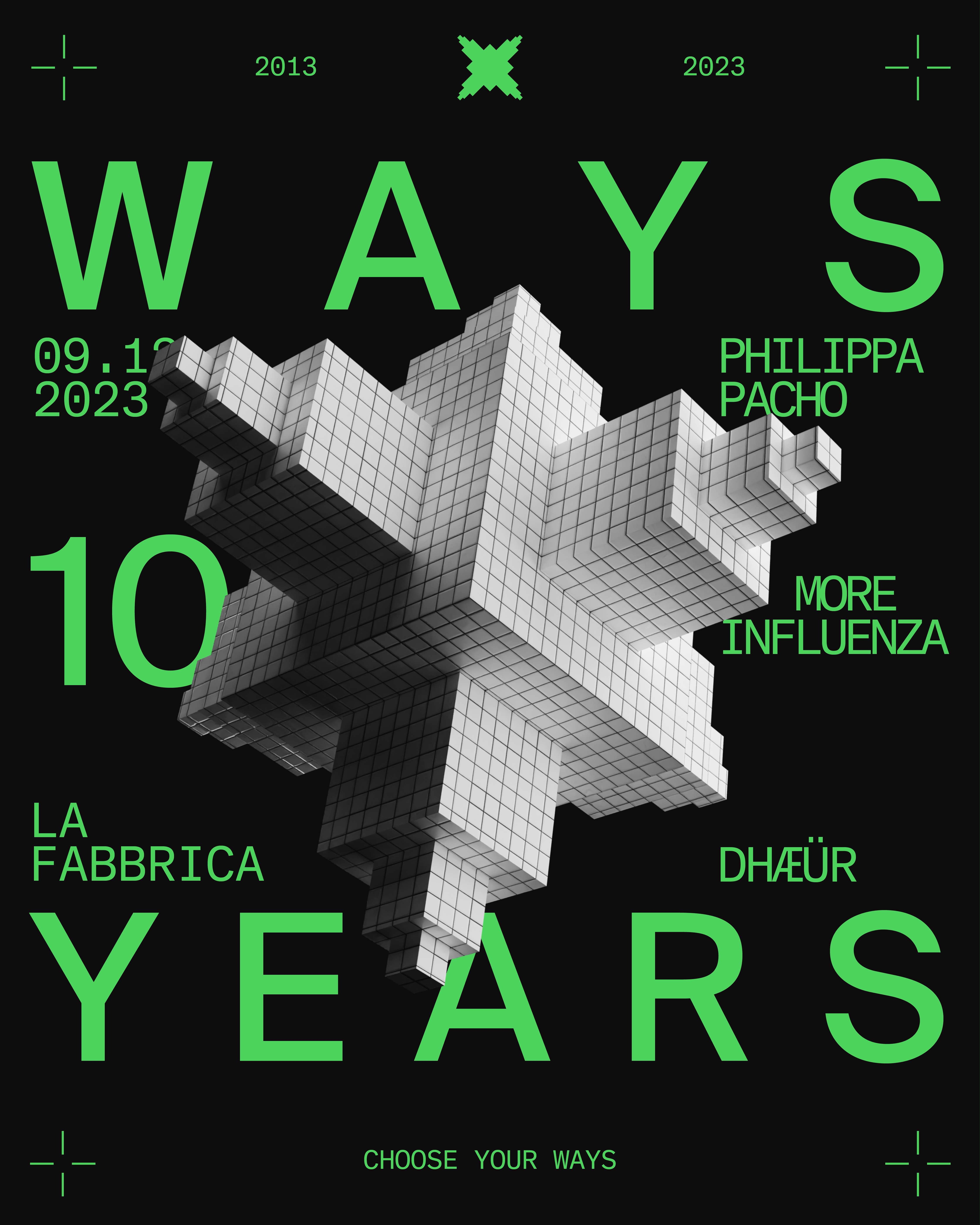 10 Years of WAYS with Philippa Pacho, More Influenza & Dhæür - Página frontal