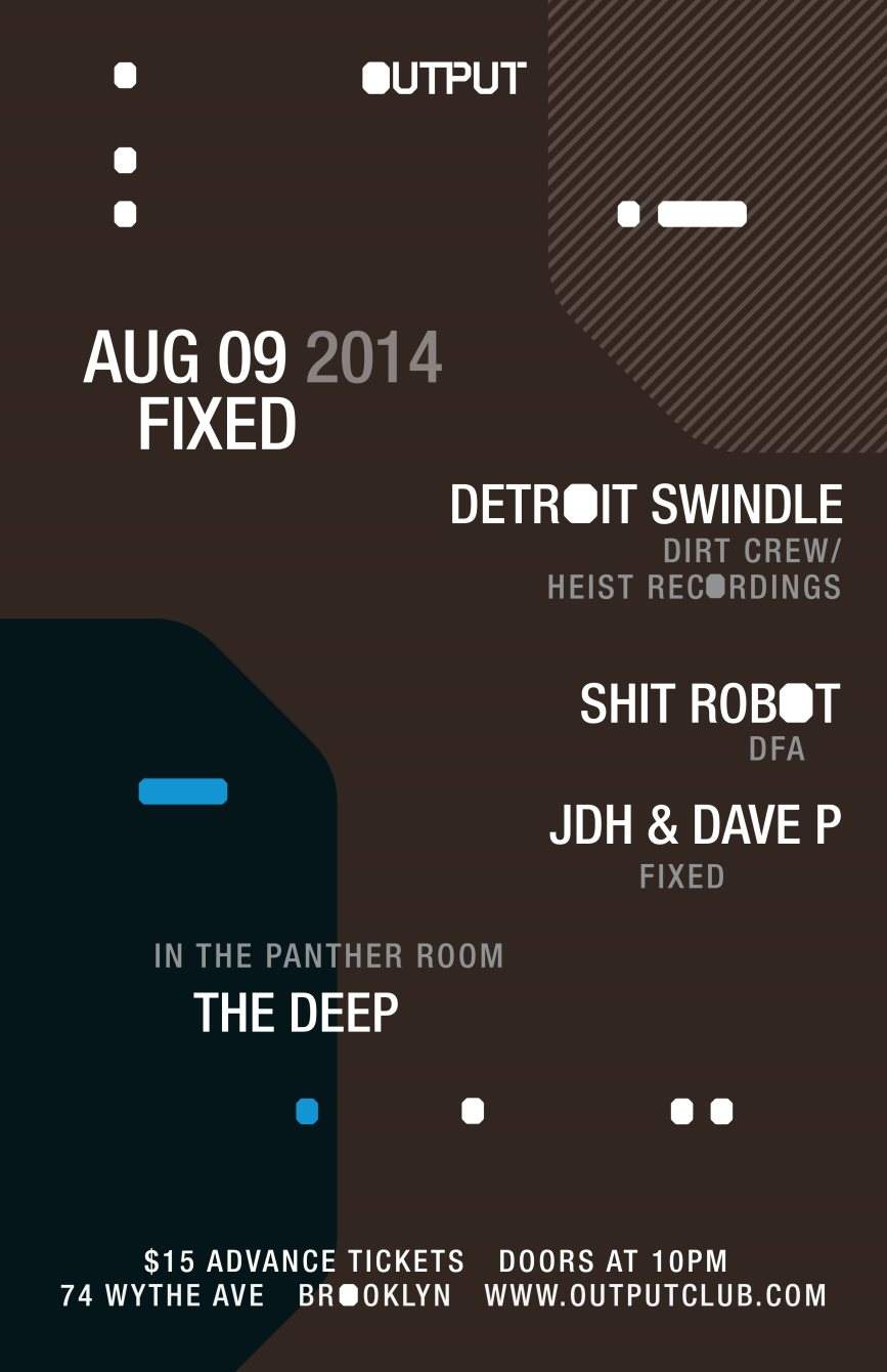 Fixed presents Detroit Swindle, Shit Robot & JDH  - Página frontal