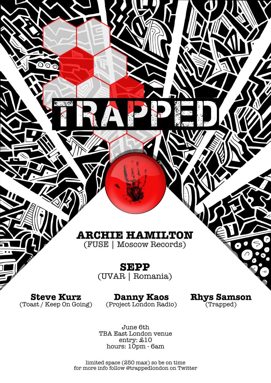 Trapped with Archie Hamilton, Sepp, Steve Kurz, Danny Kaos & Rhys Samson - Página frontal
