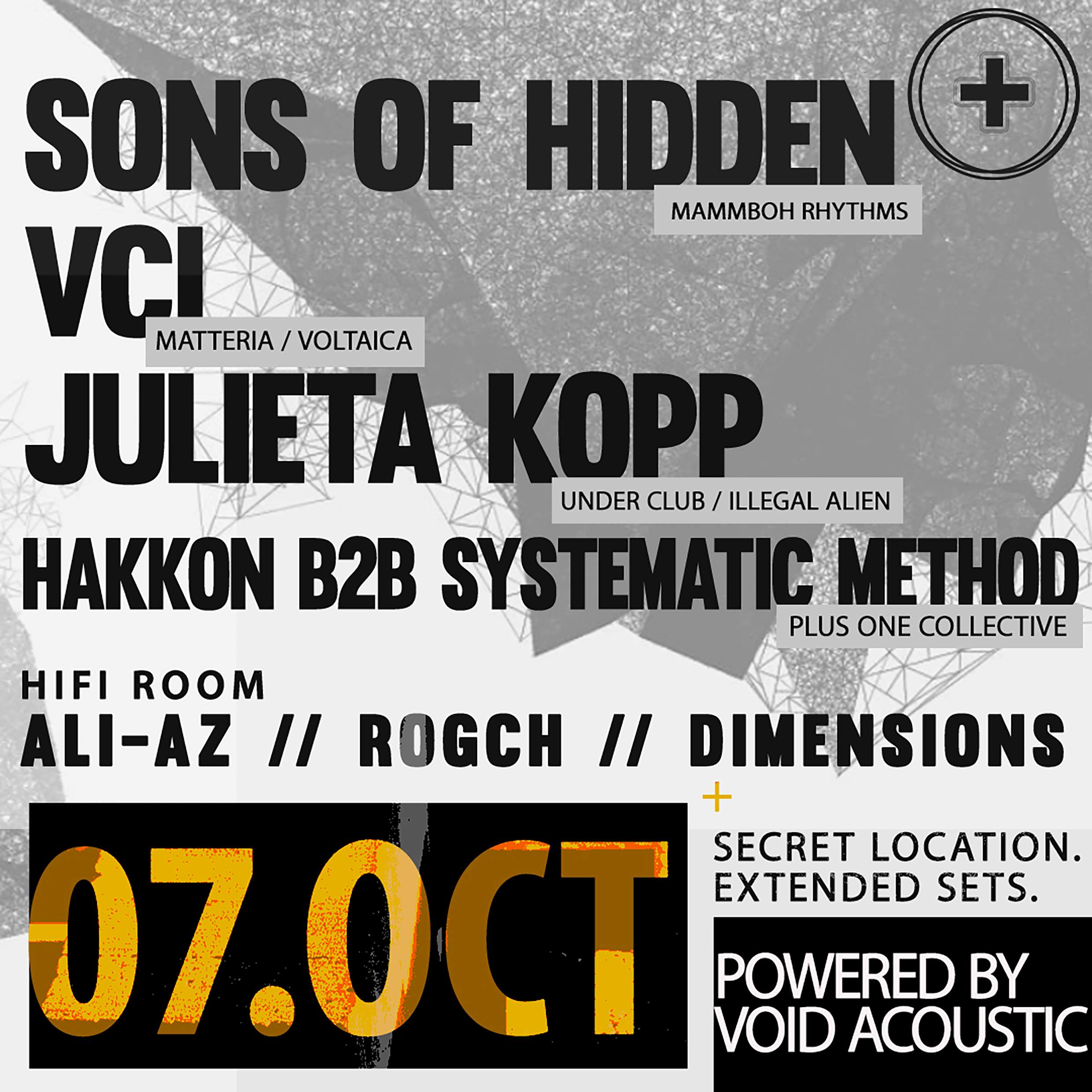 Plus One X Sons Of Hidden + VCI Live + Julieta Kopp - フライヤー表