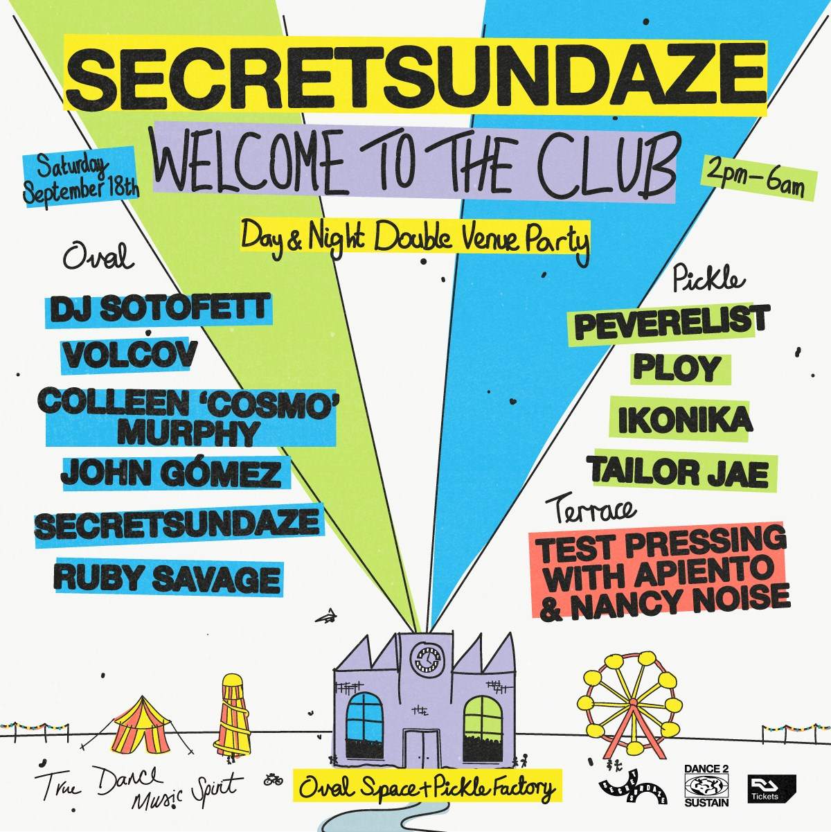 Secretsundaze Welcome To The Club - Double Venue Day & Night Party - Página trasera