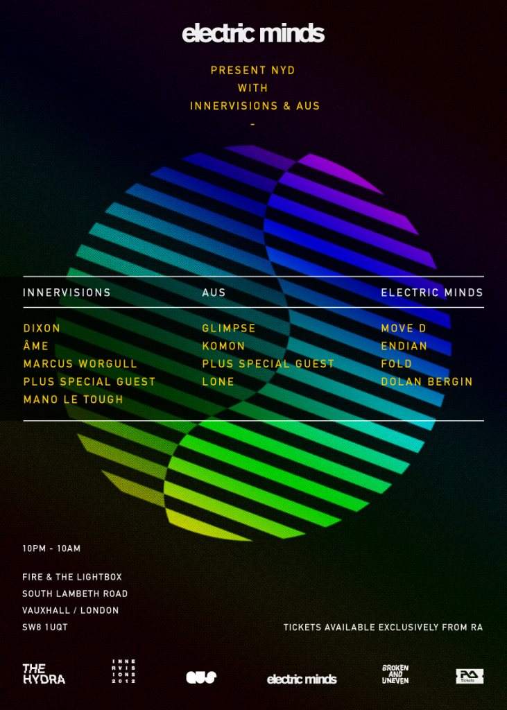 The Hydra: Electric Minds NYD with Innervisions & Aus - Dixon, Ame, Move D, Glimpse - Página frontal