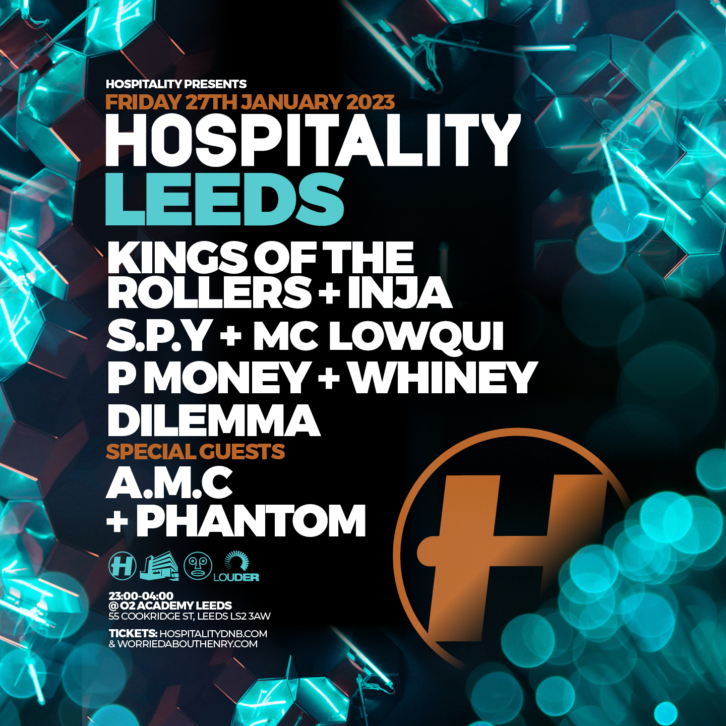hospitality leeds w/ kings of the rollers, a.m.c + more - フライヤー表