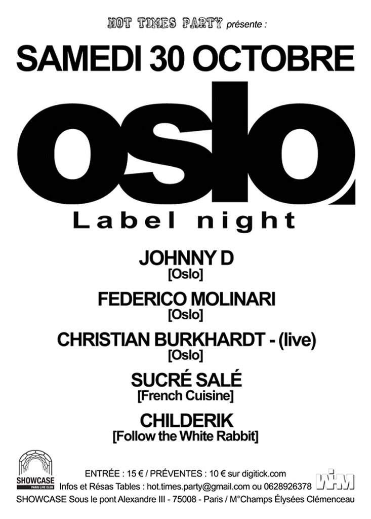 Oslo Label Night: Johnny D, Federico Molinari, Christian Burkhardt Live - フライヤー表