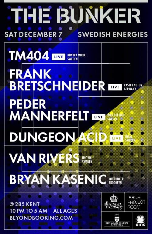 The Bunker presents Swedish Energies with TM 404, Frank Bretschneider & Dungeon Acid - Página trasera