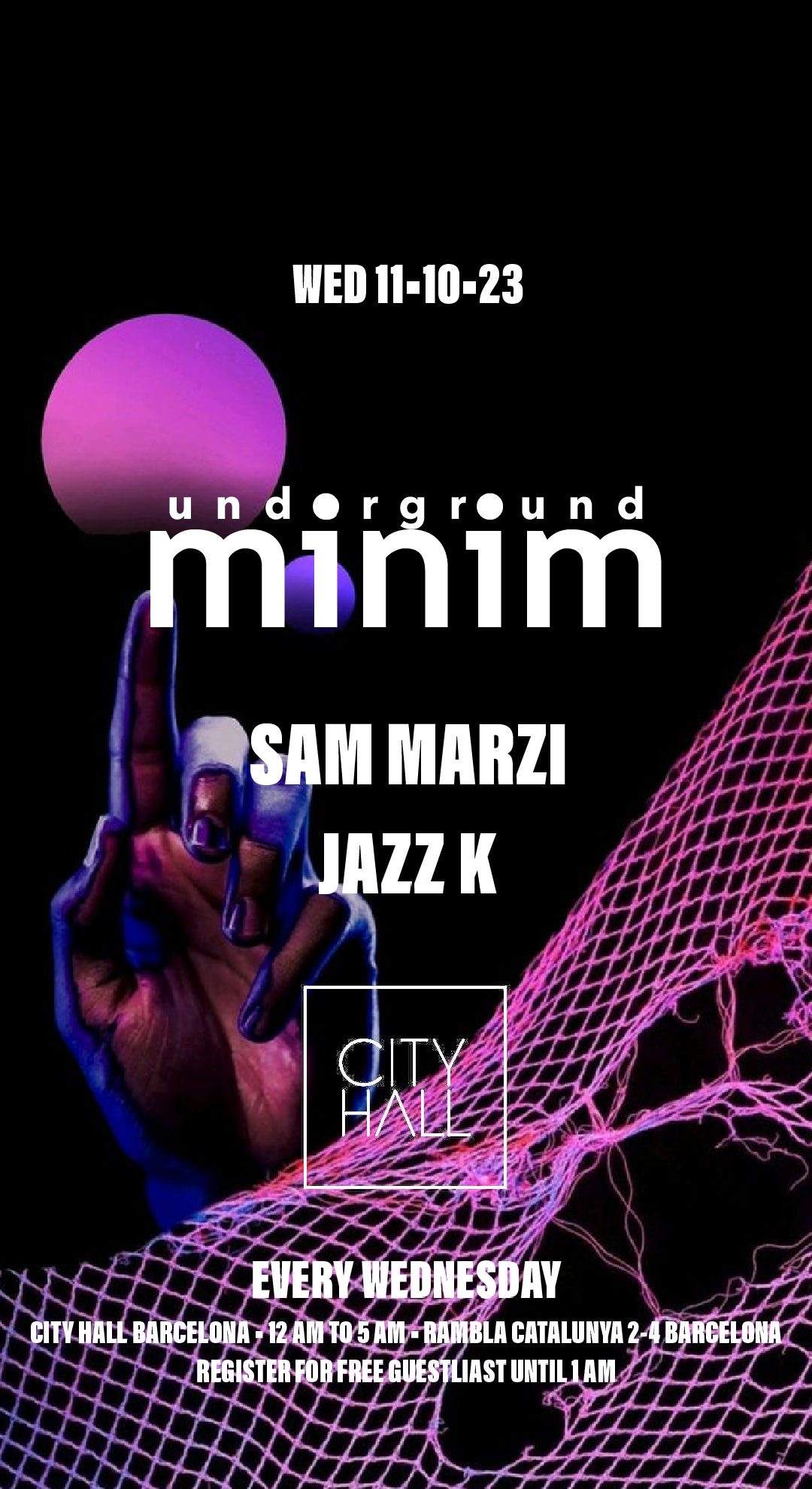 MINIM || LAST FREE TICKS at City Hall, Barcelona