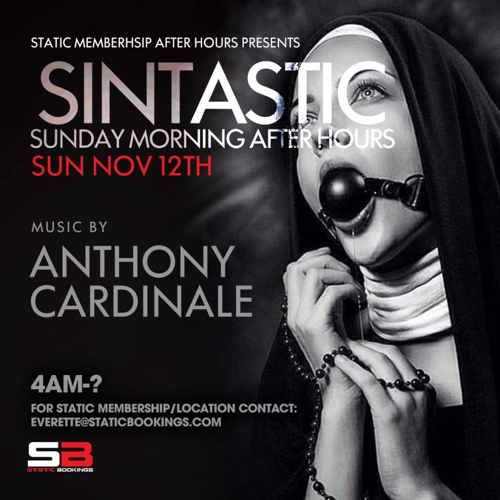 Sintastic Sunday Static Membership After Hours present: Anthony Cardinale - フライヤー表