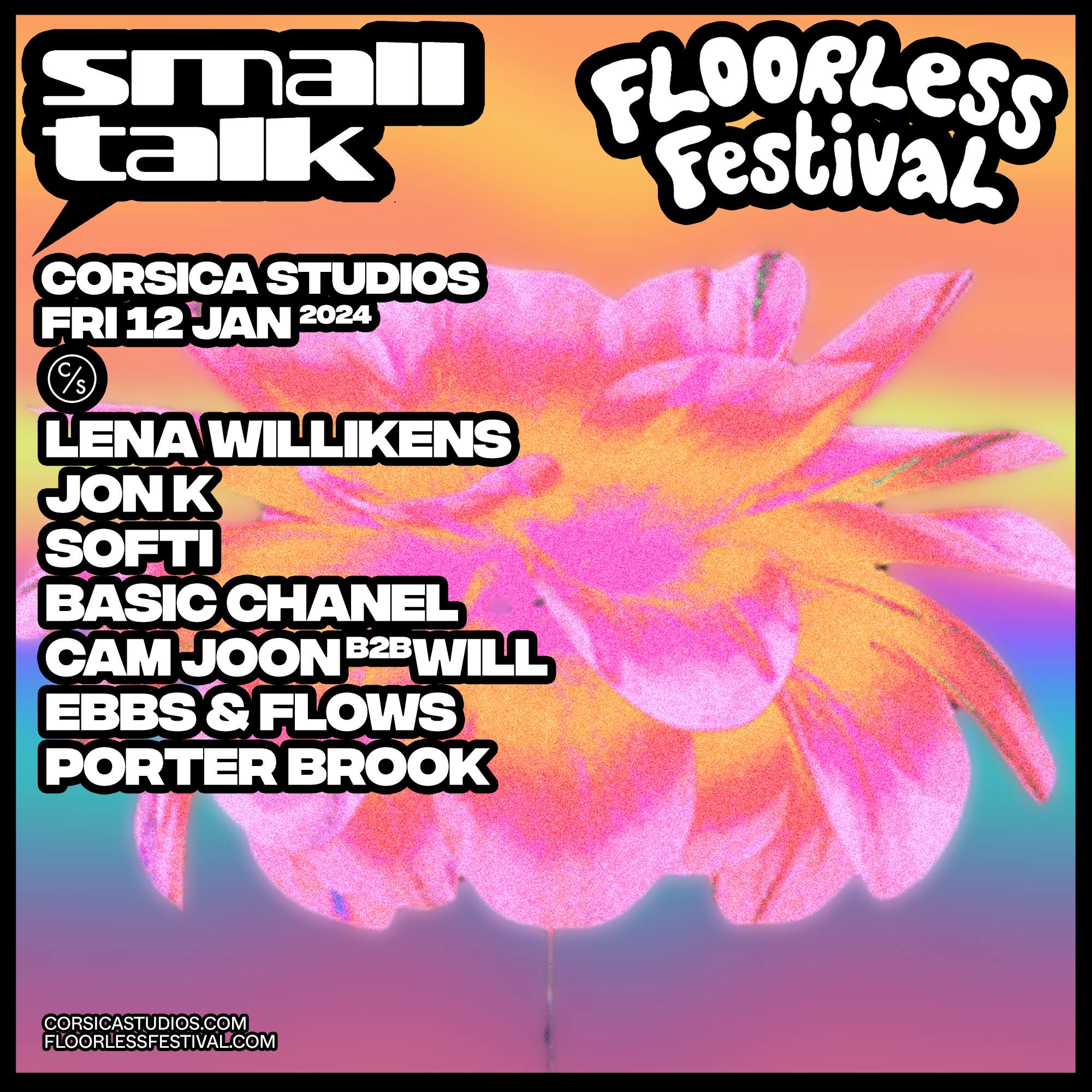 Floorless x Small Talk: Lena Willikens, Jon K, LISH, Porter Brook, Basic Chanel - フライヤー裏
