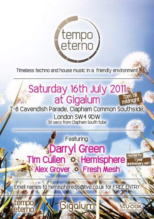 Tempo Eterno with Very Special Guests Darryl Green & Tim Cullen - フライヤー表
