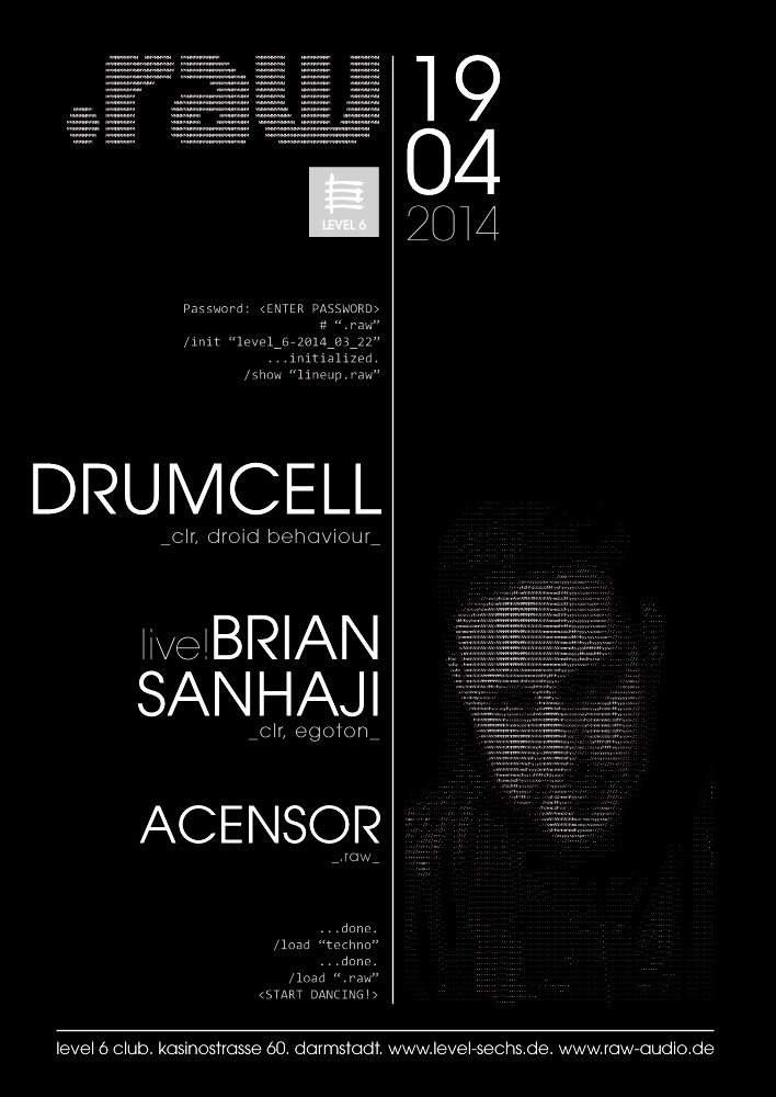 raw with Drumcell & Brian Sanhaji Live - フライヤー表