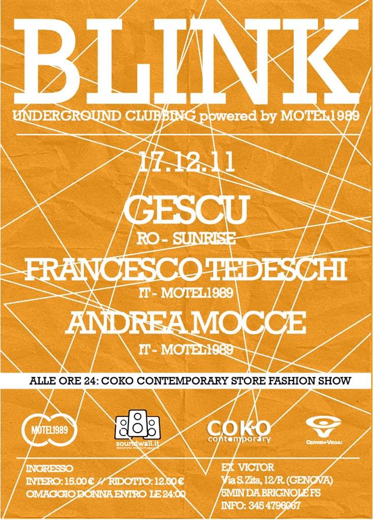 Blink010 By Motel1989 Gescu Francesco Tedeschi Andrea Mocce - フライヤー表