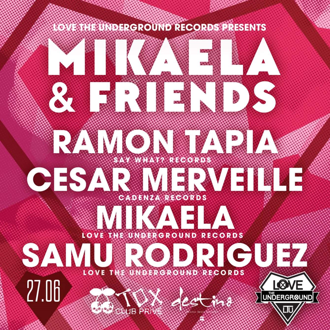 Mikaela & Friends with Ramon Tapia, Cesar Merveille, Mikaela, Samu Rodriguez - フライヤー表