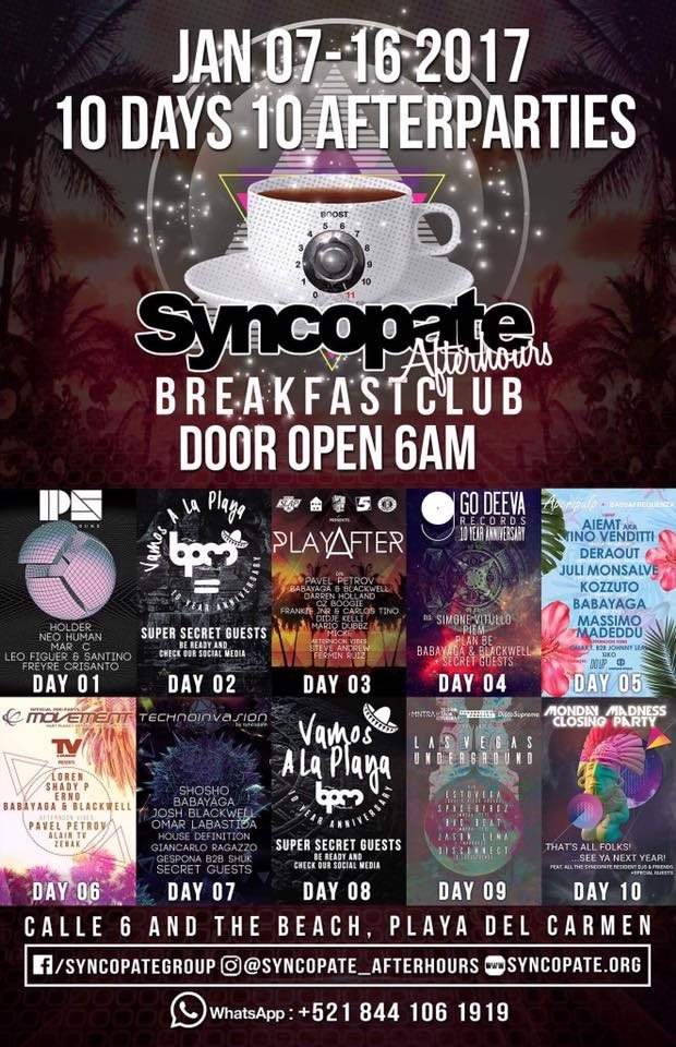 Syncopate Breakfast Club Afterhours 2017 - Página trasera