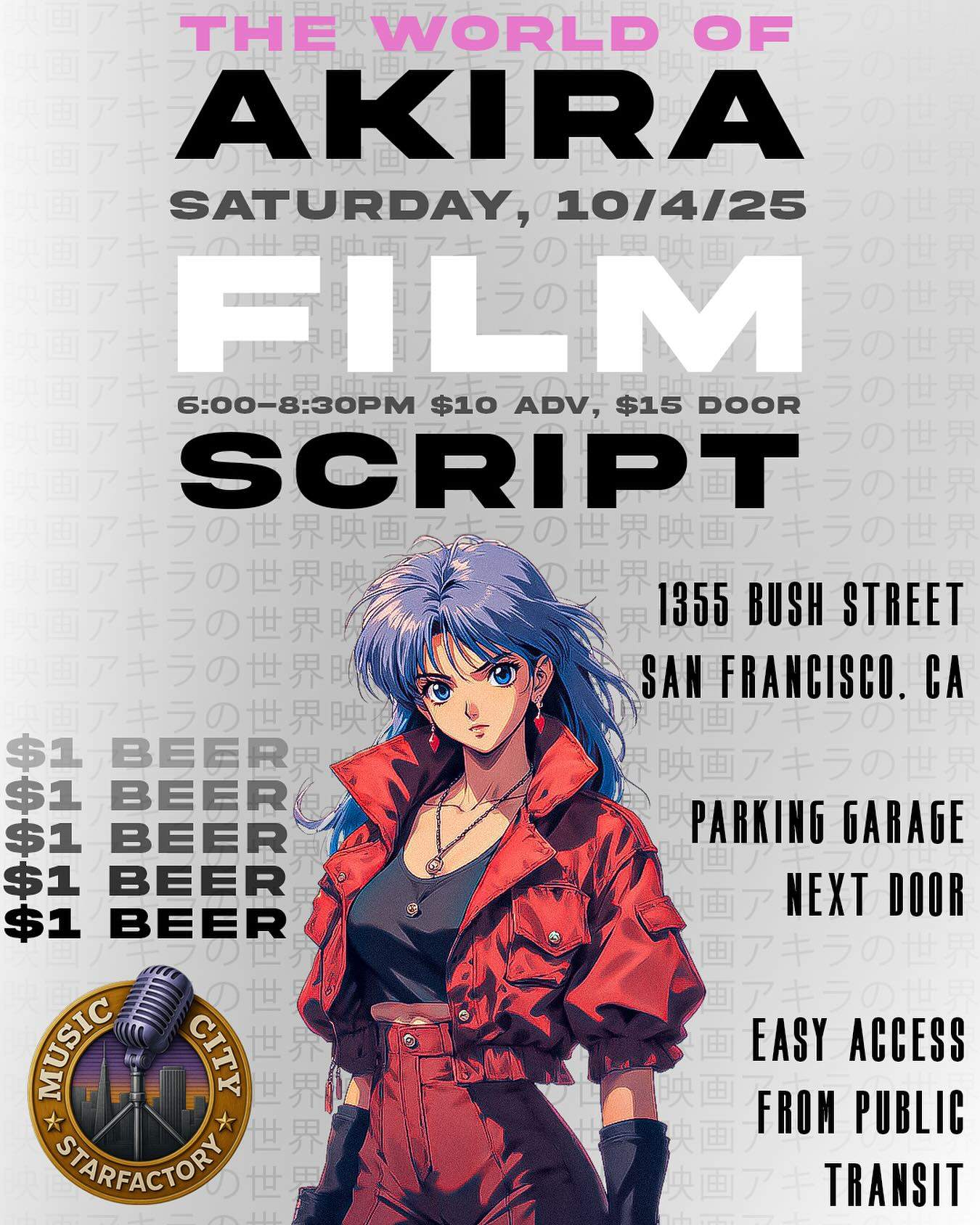 The world of Akira Film Script en Music City, San Francisco/Oakland