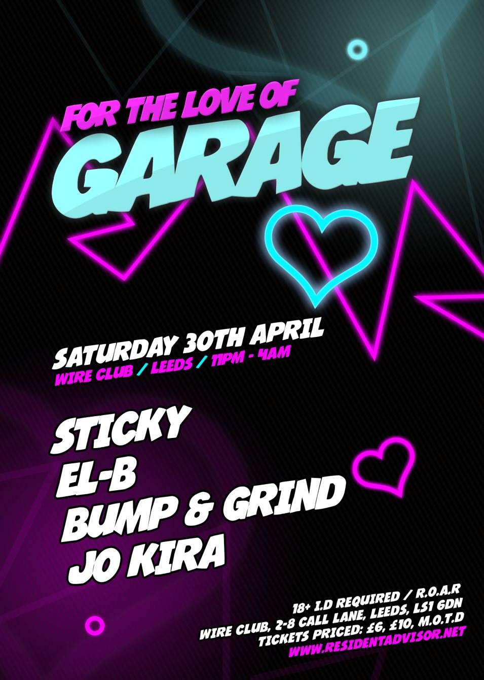 For the Love of Garage - Sticky / El-B / Bump & Grind - フライヤー表