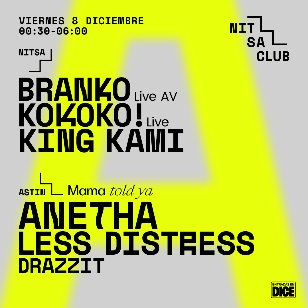 Branko Live AV · KOKOKO! Live · King Kami / Mama told ya: Anetha · Less Distress - Página frontal