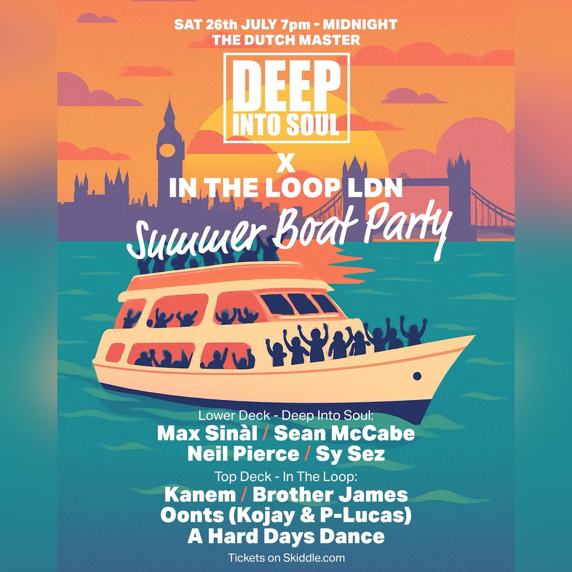 Deep Into Soul x In The Loop Boat Party at The Dutch Master, London