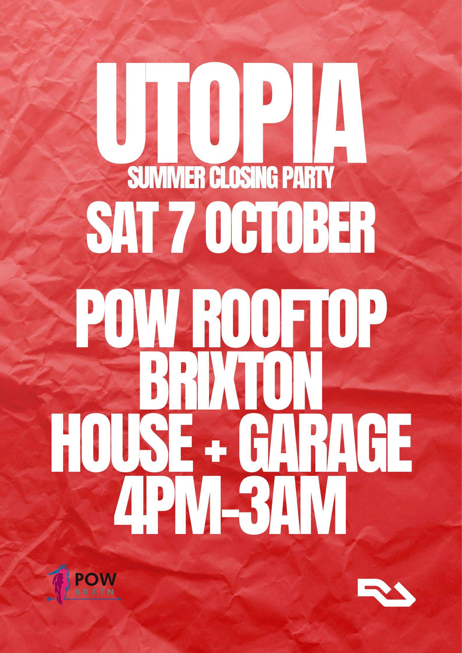 UTOPIA - House & Garage Rooftop Party - Summer Closing - フライヤー裏