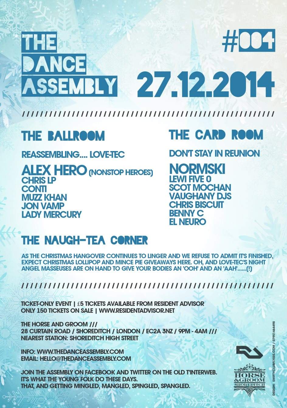 The Dance Assembly #004 - The Christmas Assembly Feat. Love-tec, Alex Hero and Normski - フライヤー裏