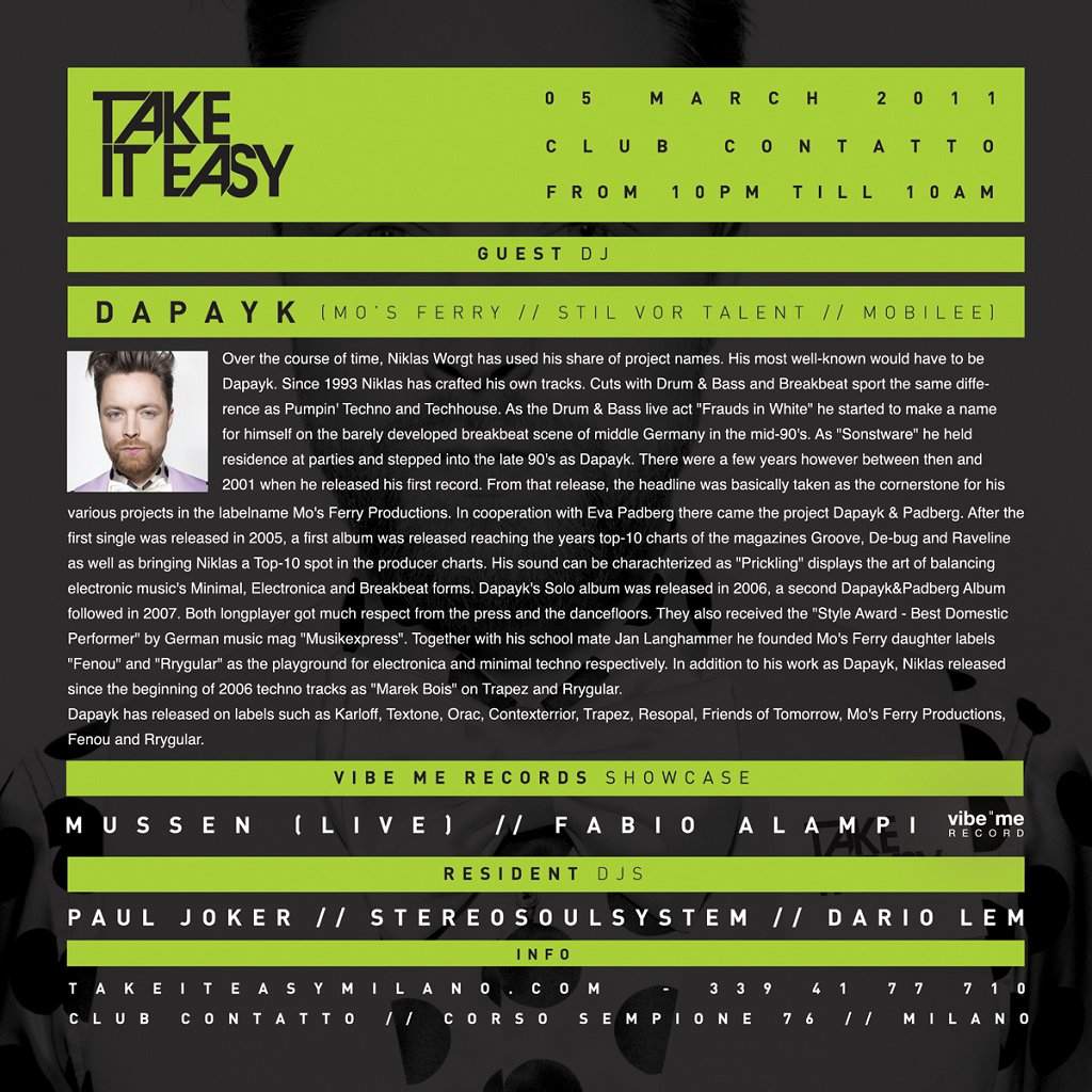 Take It Easy presents Dapayk - Página trasera
