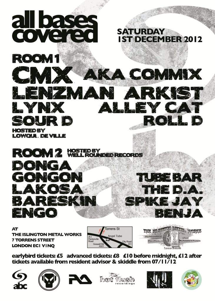ABC - All Bases Covered 1st Birthday with CMX, Lenzman, Arkist, Lowqui, Well Rounded Records - フライヤー表