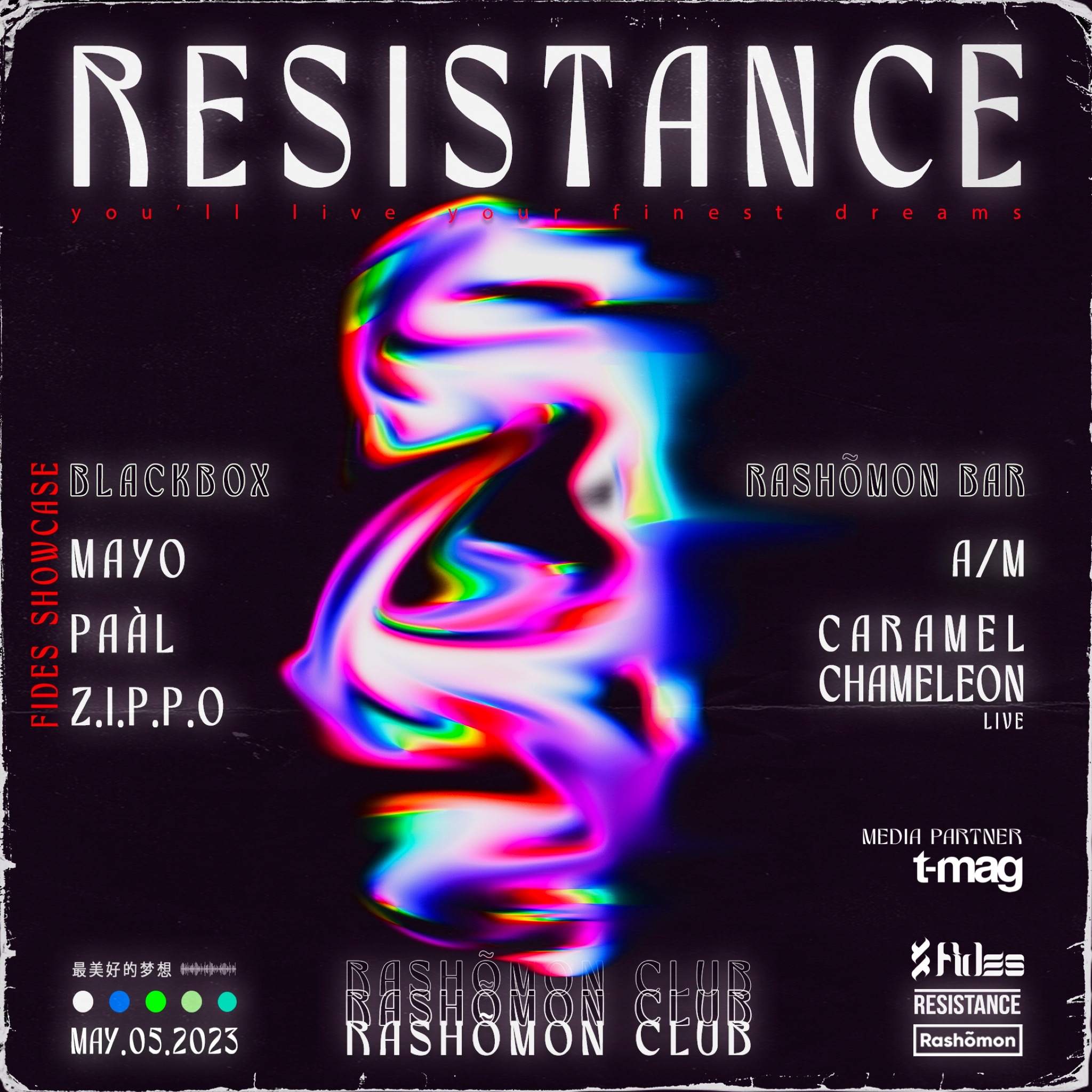 Resistance x Fides: Mayo, Paàl, Z.I.P.P.O, A/M, Caramel Chamaleon live - Página trasera