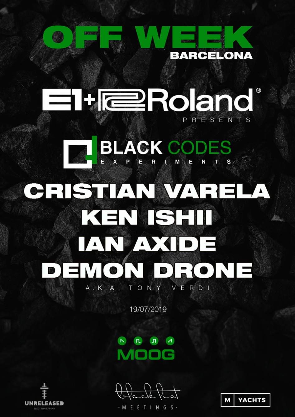 OFF Week / Black Codes Experiments: Cristian Varela + Ken Ishii + Ian Axide + Demon Drone - フライヤー裏