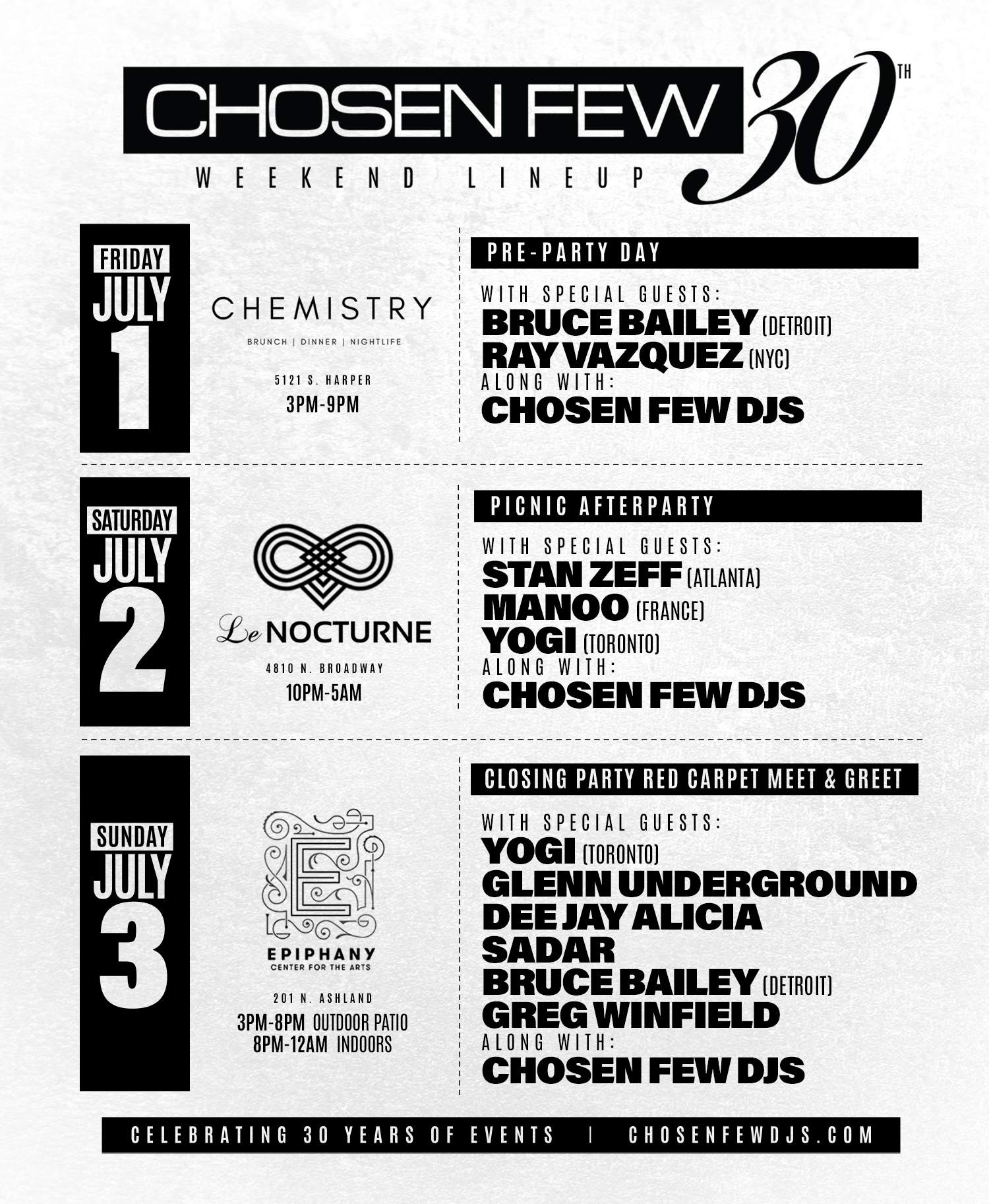 Chosen Few Music Festival Official Pre and After Parties. House Music - フライヤー表