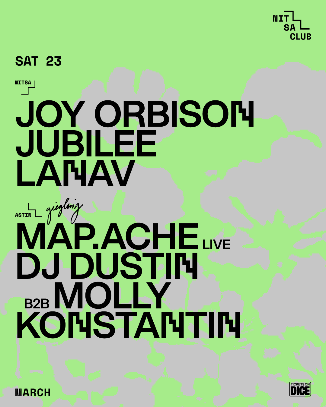 Nitsa Joy Orbison · Jubilee  / giegling: Map.ache Live · DJ Dustin b2b Molly - Página frontal