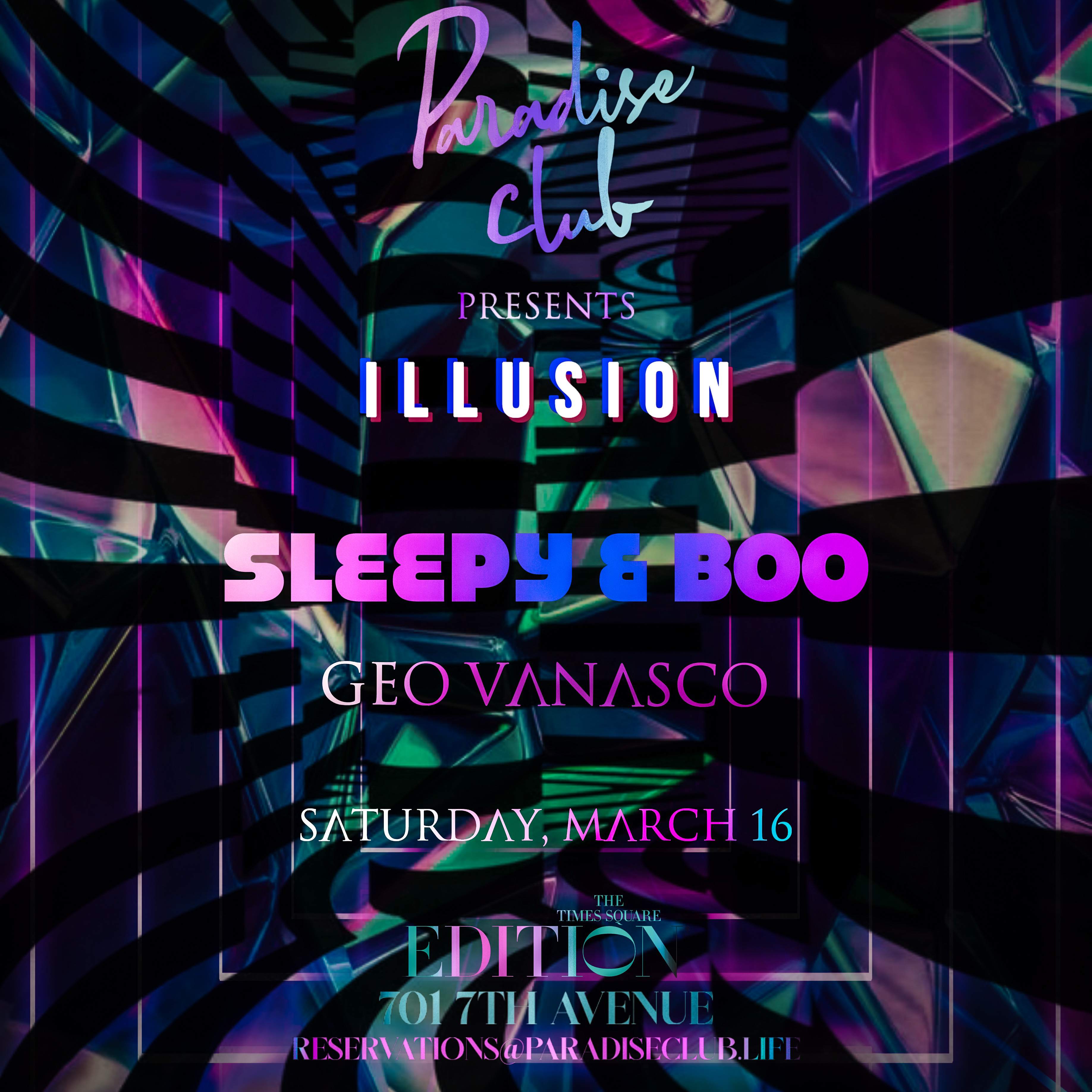 Sleepy & Boo, Geo Vanasco - Illusion - フライヤー表
