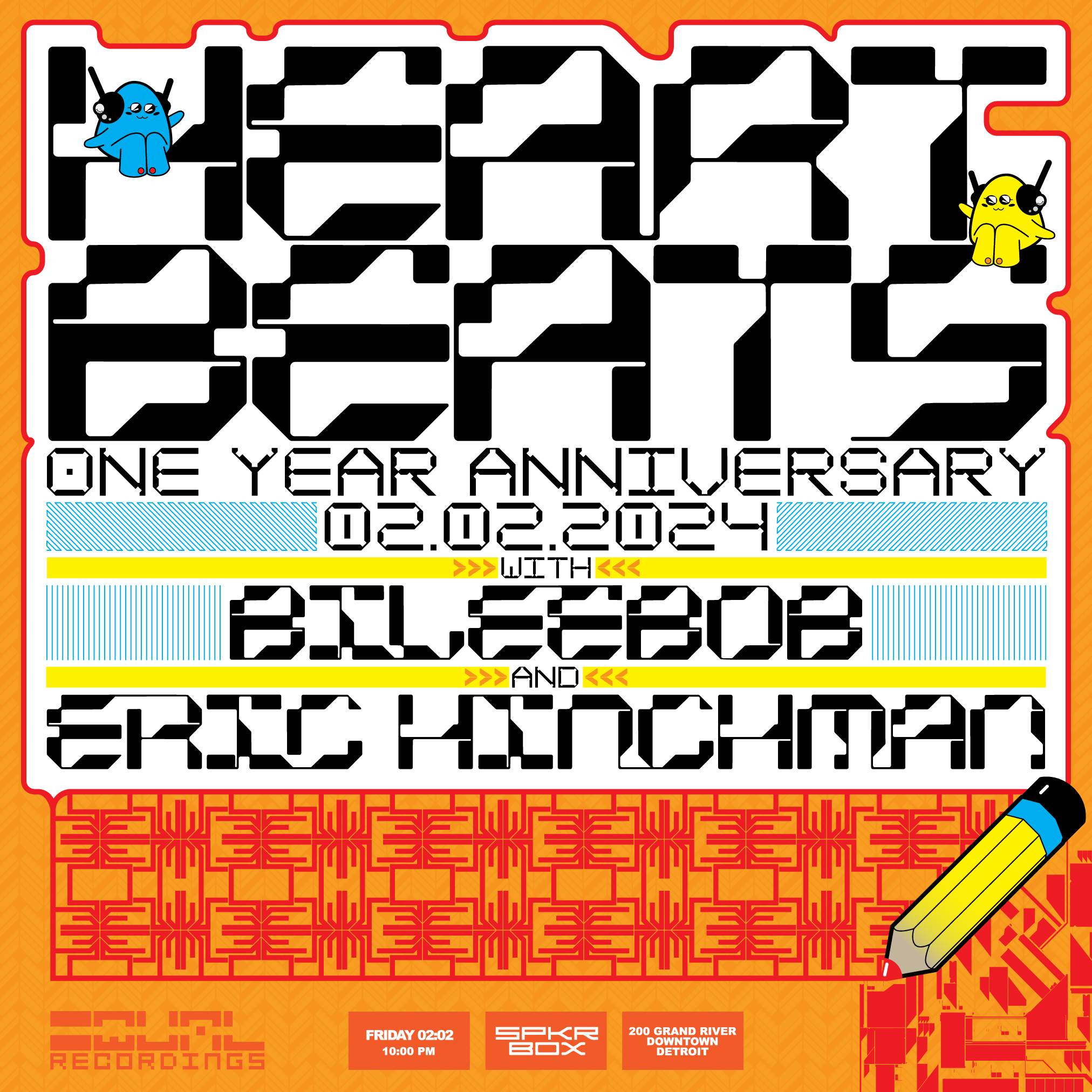 Heartbeats One Year Anniversary with Bileebob & Eric Hinchman - フライヤー表